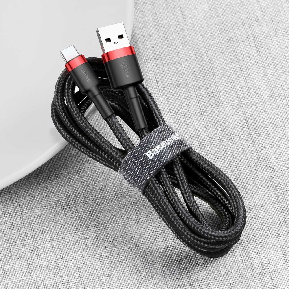 Kabel do transmisji danych i ładowania USB-A - USB-C Baseus Cafule, 60 W, 1 m, czerwony CATKLF-B91