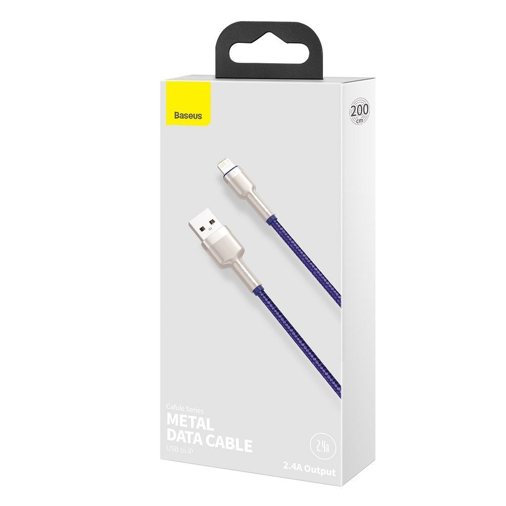 Kabel do danych i ładowania USB-A - Lightning Baseus Cafule Metal Series, 18W, 2m, Fioletowy CALJK-B05