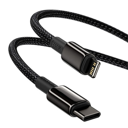 Kabel do ładowania i transmisji danych USB-C - Lightning Baseus Tungsten Tungsten Gold, 20 W, 1 m, czarny CATLWJ-01 CATLWJ-01