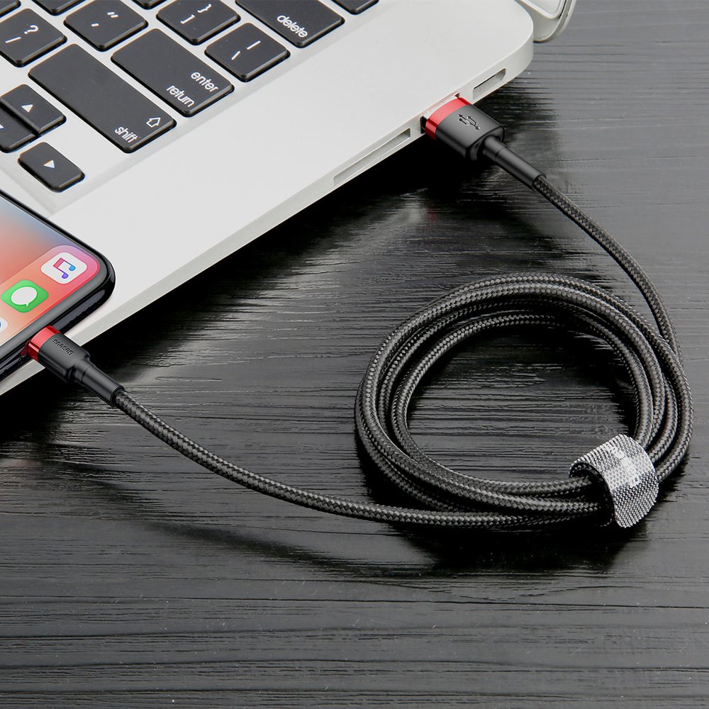 Kabel do ładowania i transmisji danych USB-A - Lightning Baseus Cafule, 18 W, 0,5 m, czerwony CALKLF-A19