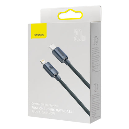 Kabel Baseus Crystal Shine Series USB-C - Lightning do ładowania i transmisji danych, 20 W, 2 m, czarny CAJYY000301