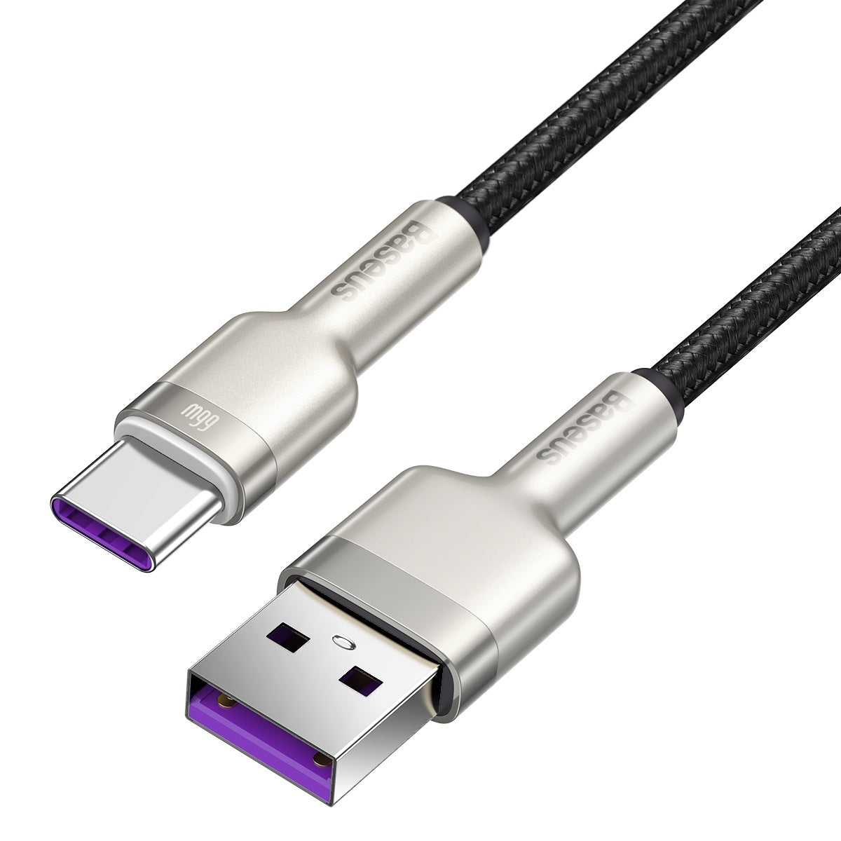 Kabel do transmisji danych i ładowania USB-A - USB-C Baseus Cafule Metal Series, 66W, 1m, czarny CAKF000101 CAKF000101