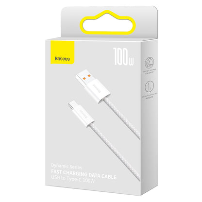 Kabel do ładowania i transmisji danych USB-A - USB-C Baseus Dynamic Series, 100W, 2m, biały CALD000702