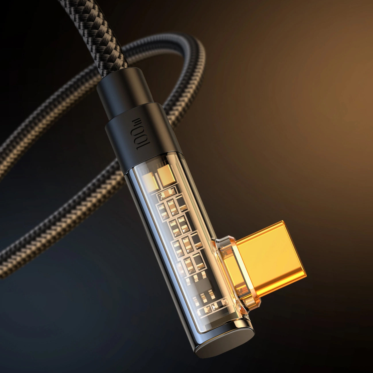 Kabel do danych i ładowania USB-C - USB-C Joyroom S-CC100A6 Angled, 100W, 1.2m, Czarny