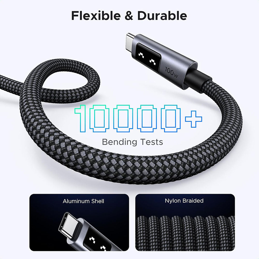 Kabel do danych i ładowania USB-C - USB-C UGREEN L509, 100W, 1m, Szary