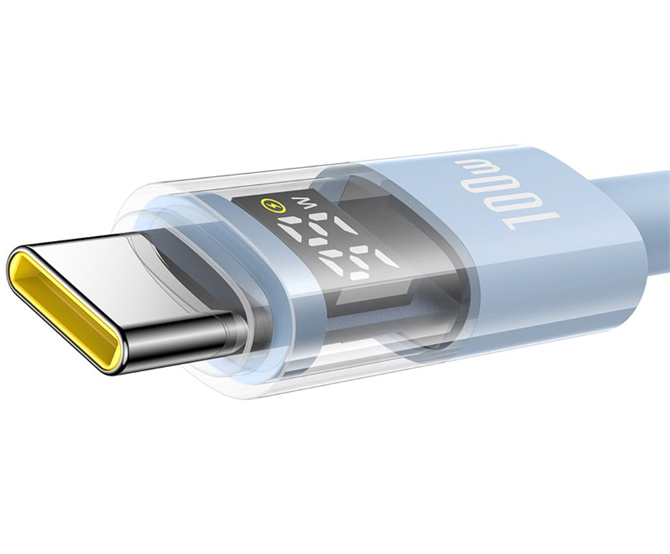 Kabel do danych i ładowania USB-A - USB-C Baseus Display 2, 100W, 2m, Niebieski P10382701311-01