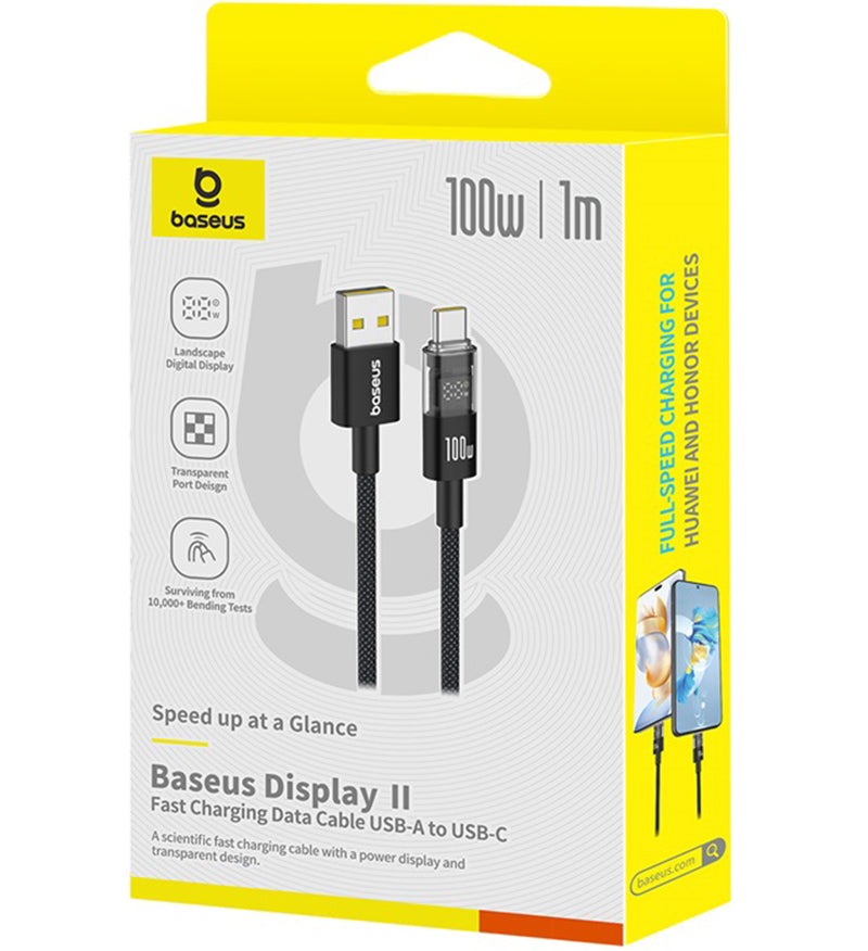 Kabel do danych i ładowania USB-A - USB-C Baseus Display 2, 100W, 1m, Czarny P10382701121-00