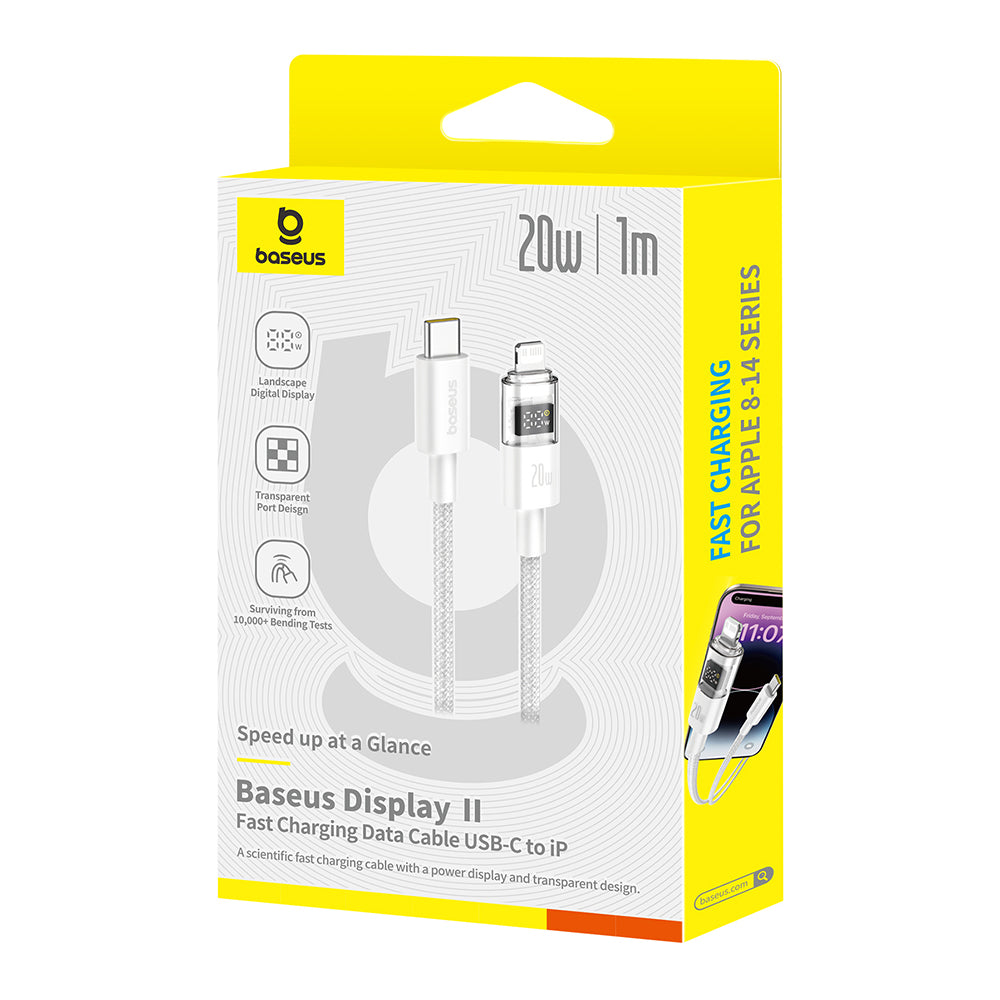 Kabel do danych i ładowania USB-C - Lightning Baseus Display 2, 20W, 1m, Biały P10382703211-00