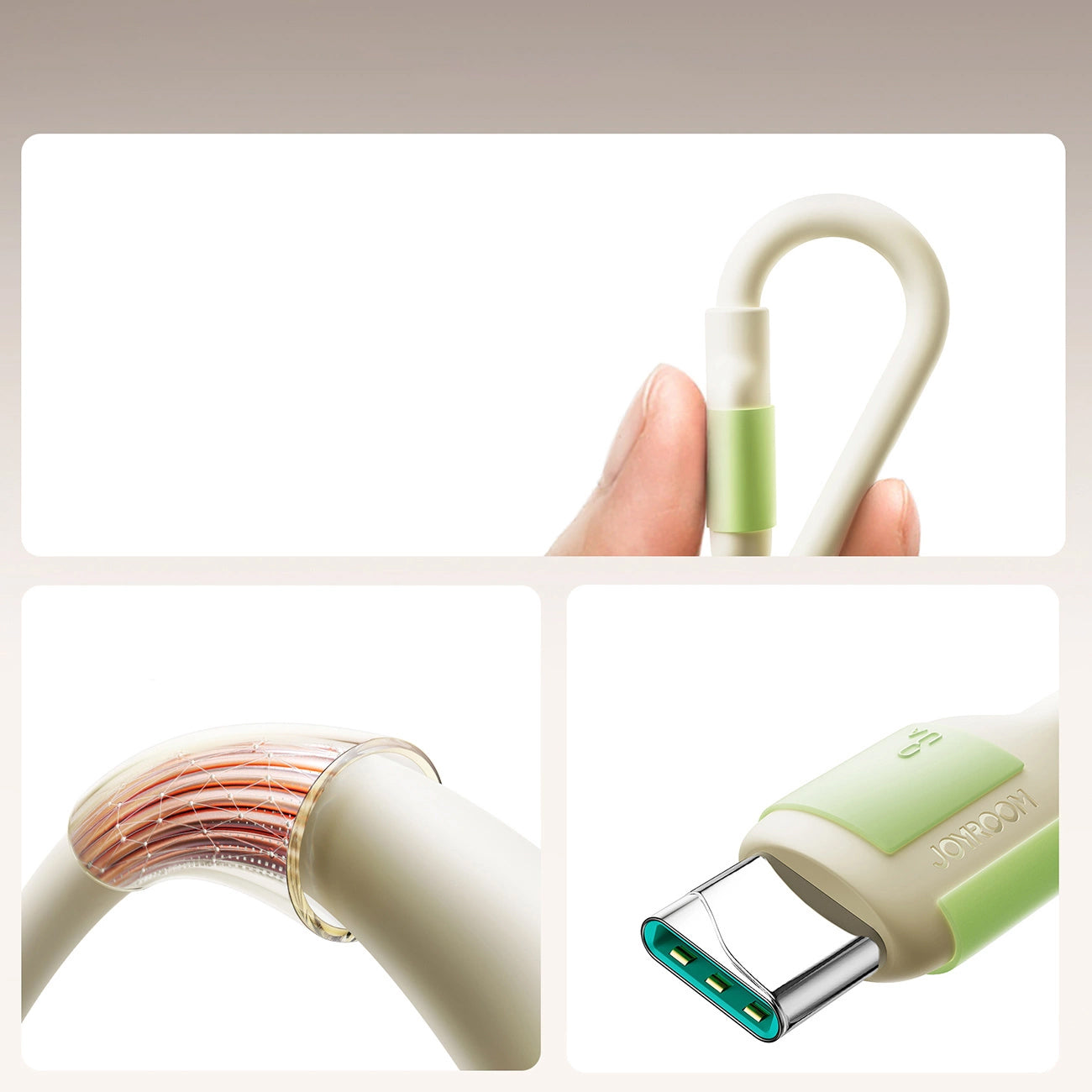 Kabel do danych i ładowania USB-A - USB-C Joyroom S-A53, 30W, 2m, Beżowy