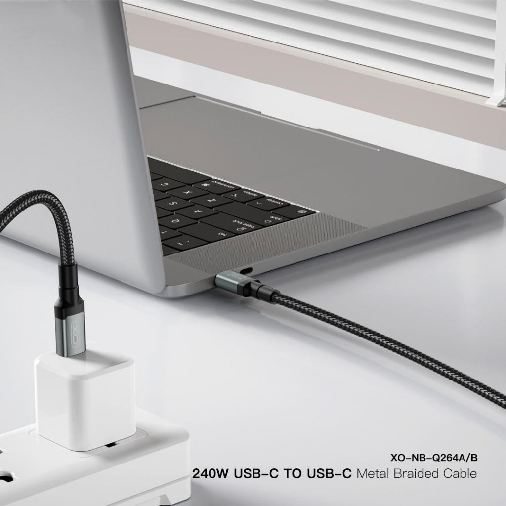 Kabel do danych i ładowania USB-C - USB-C XO Design NB-Q264A, 240W, 1m, Czarny
