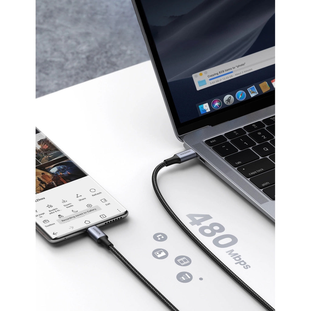 Kabel do danych i ładowania USB-C - USB-C UGREEN US316, 100W, 0,5m, Szary