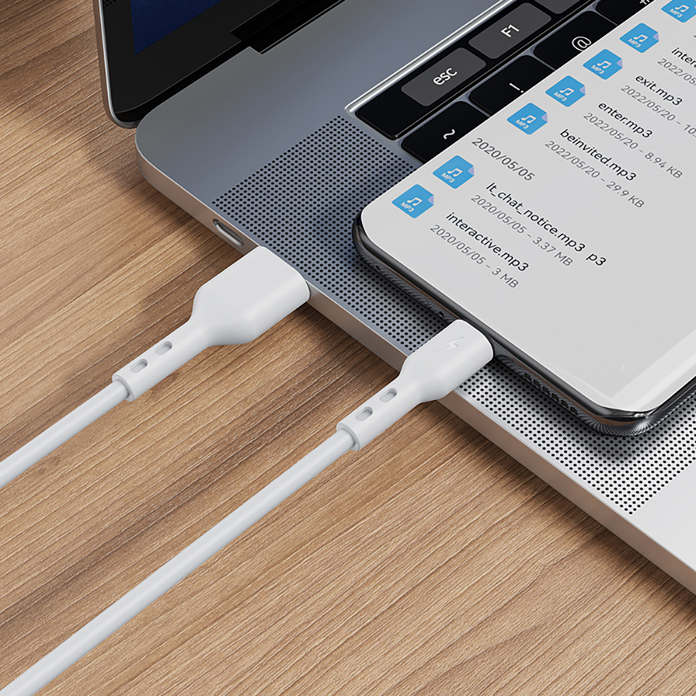 Kabel do danych i ładowania USB-A - USB-C BWOO X172C, 60W, 1m, Biały