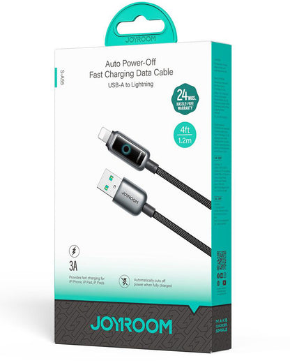 Kabel do danych i ładowania USB-A - Lightning Joyroom S-A55 StarFlight Display, 18W, 1.2m, Czarny
