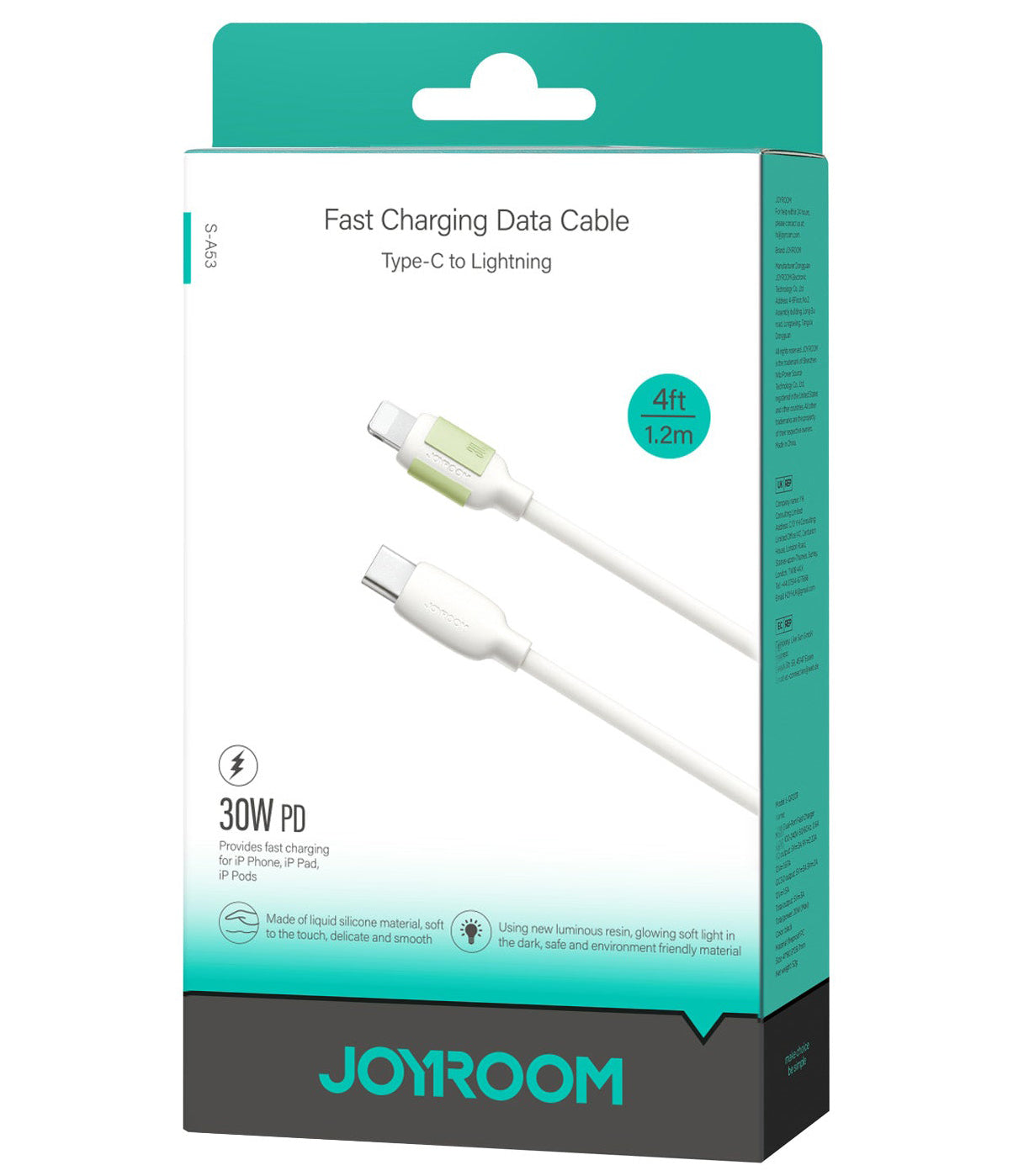 Kabel do danych i ładowania USB-C - Lightning Joyroom S-A53, 30W, 1.2m, Beżowy
