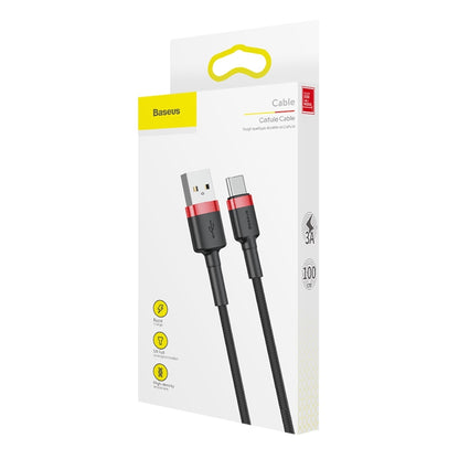 Kabel do transmisji danych i ładowania USB-A - USB-C Baseus Cafule, 60 W, 1 m, czerwony CATKLF-B91