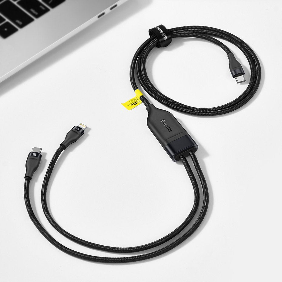 Kabel do danych i ładowania USB-C - Lightning / USB-C Baseus Flash Series 2w1, 100W, 1.2m, Czarny CA1T2-F01