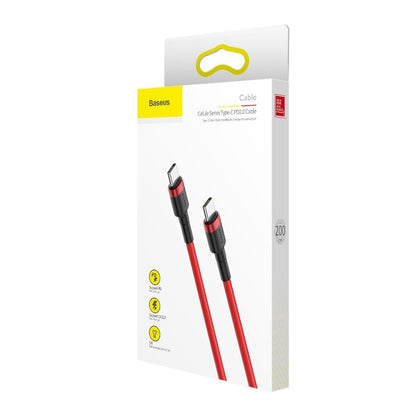 Kabel USB-C do ładowania i transmisji danych - USB-C Baseus Cafule, 60 W, 2 m, czerwony CATKLF-H09