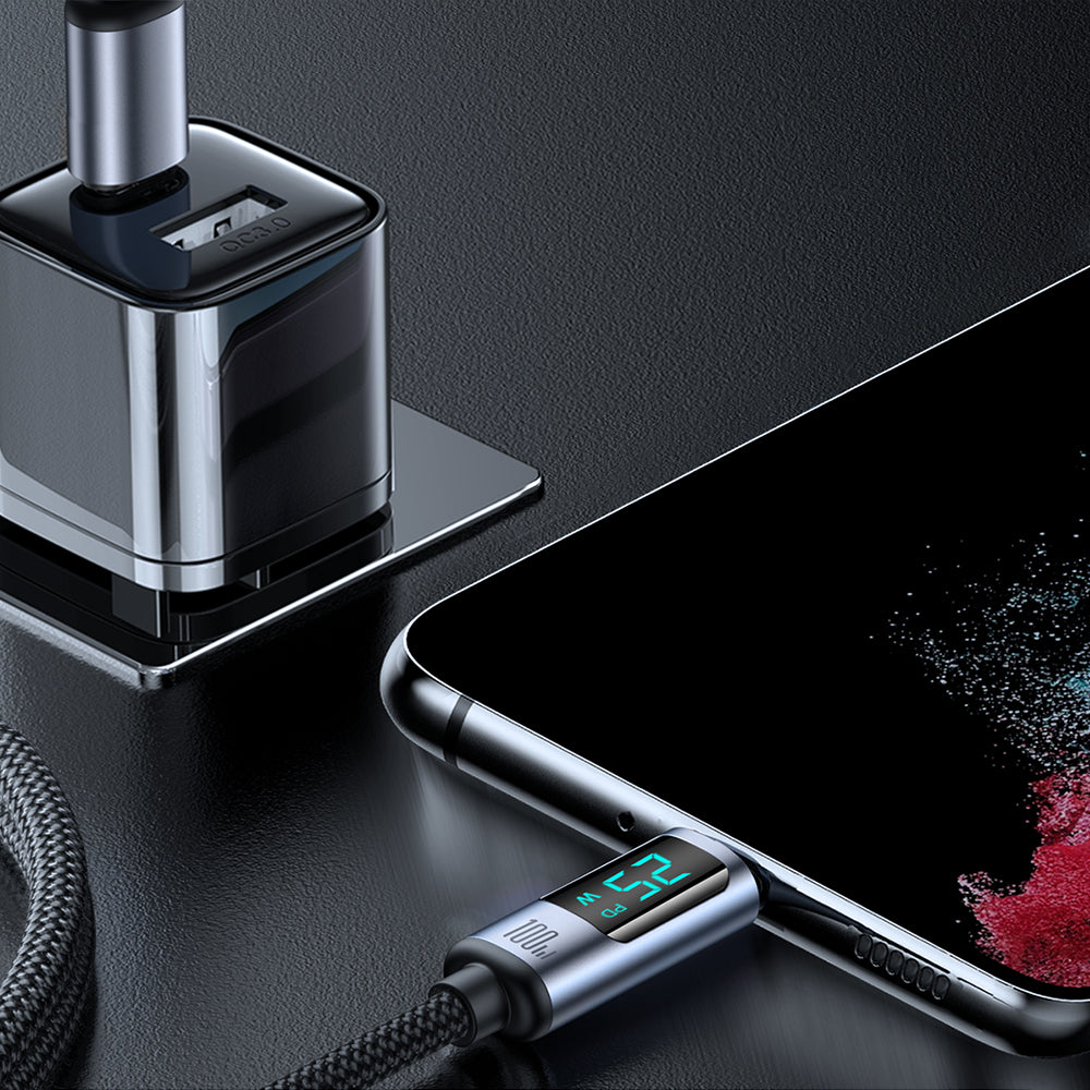 Kabel do danych i ładowania USB-C - USB-C Joyroom S-A16 Prism Display, 100W, 1.2m, Czarny