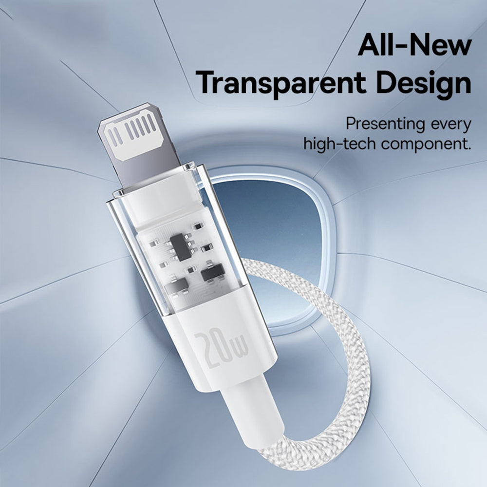 Kabel do danych i ładowania USB-C - Lightning Baseus Gem, 20W, 1m, Biały P10373001211-00