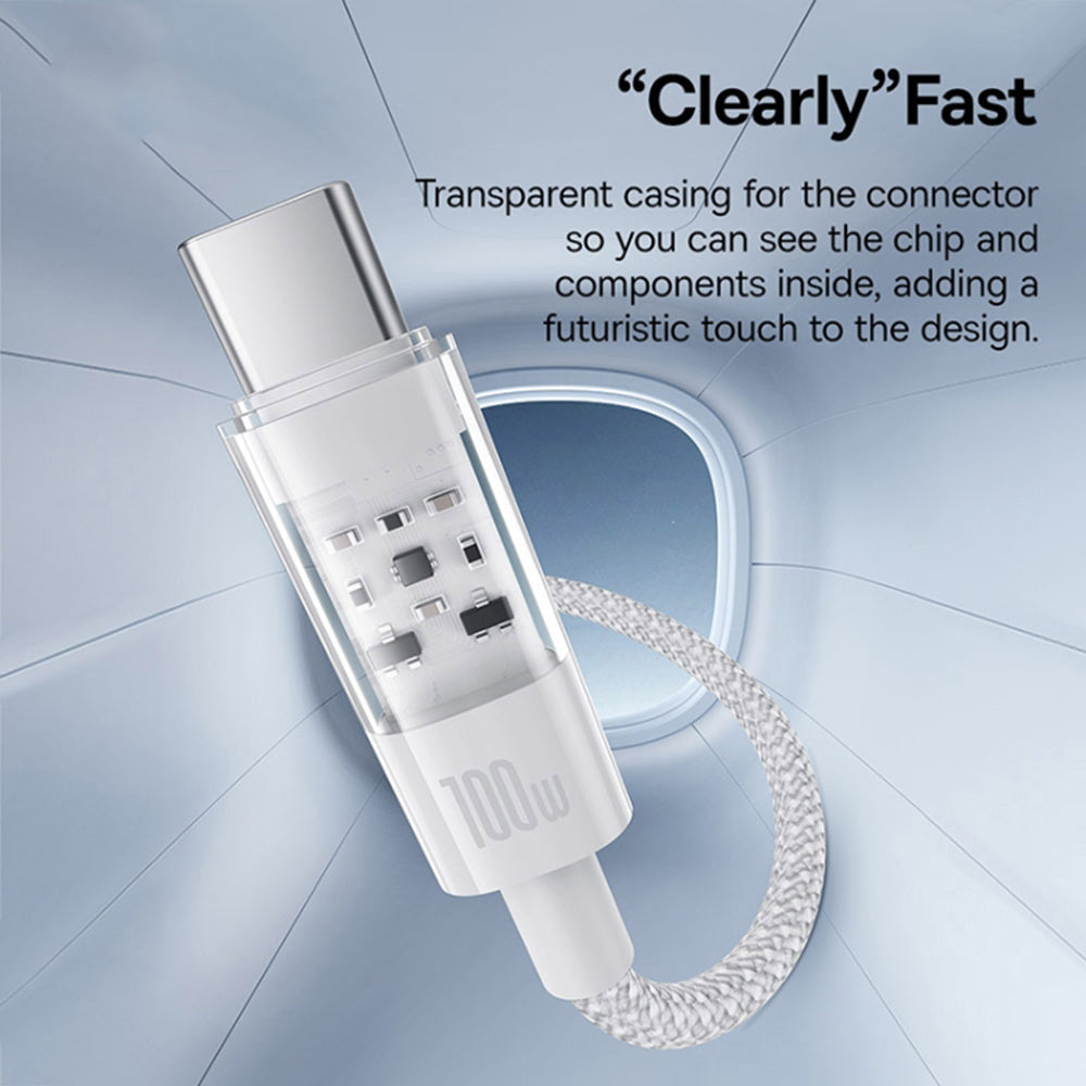 Kabel do danych i ładowania USB-C - USB-C Baseus Gem, 100W, 2m, Biały P10373000211-01
