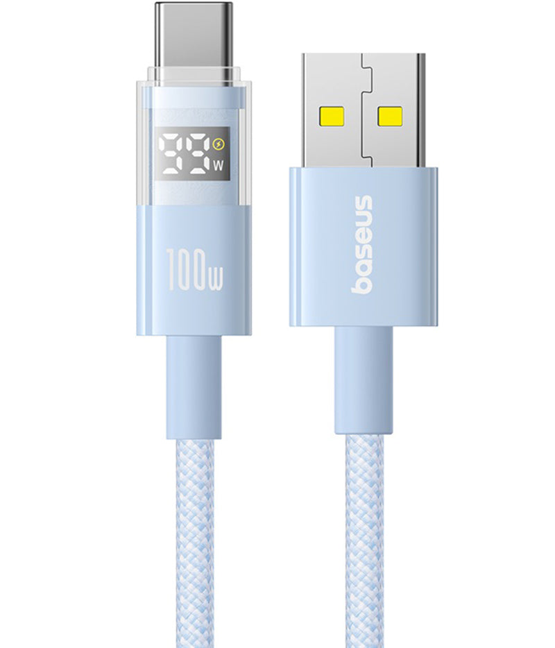 Kabel do danych i ładowania USB-A - USB-C Baseus Display 2, 100W, 2m, Niebieski P10382701311-01