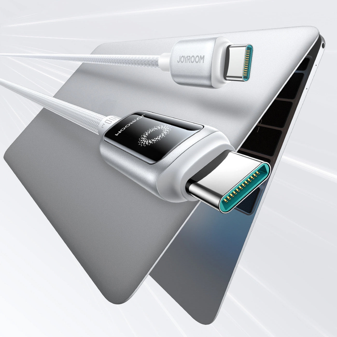 Kabel do danych i ładowania USB-C - USB-C Joyroom S-A55 StarFlight Display, 100W, 1.2m, Biały