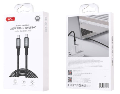 Kabel do danych i ładowania USB-C - USB-C XO Design NB-Q264B, 240W, 2m, Czarny