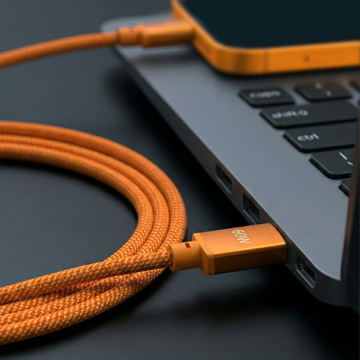 Kabel do przesyłu danych i ładowania USB-C - USB-C Forever Saffron, 60W, 1m, Pomarańczowy