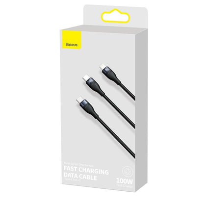Kabel do danych i ładowania USB-C - Lightning / USB-C Baseus Flash Series 2w1, 100W, 1.2m, Czarny CA1T2-F01
