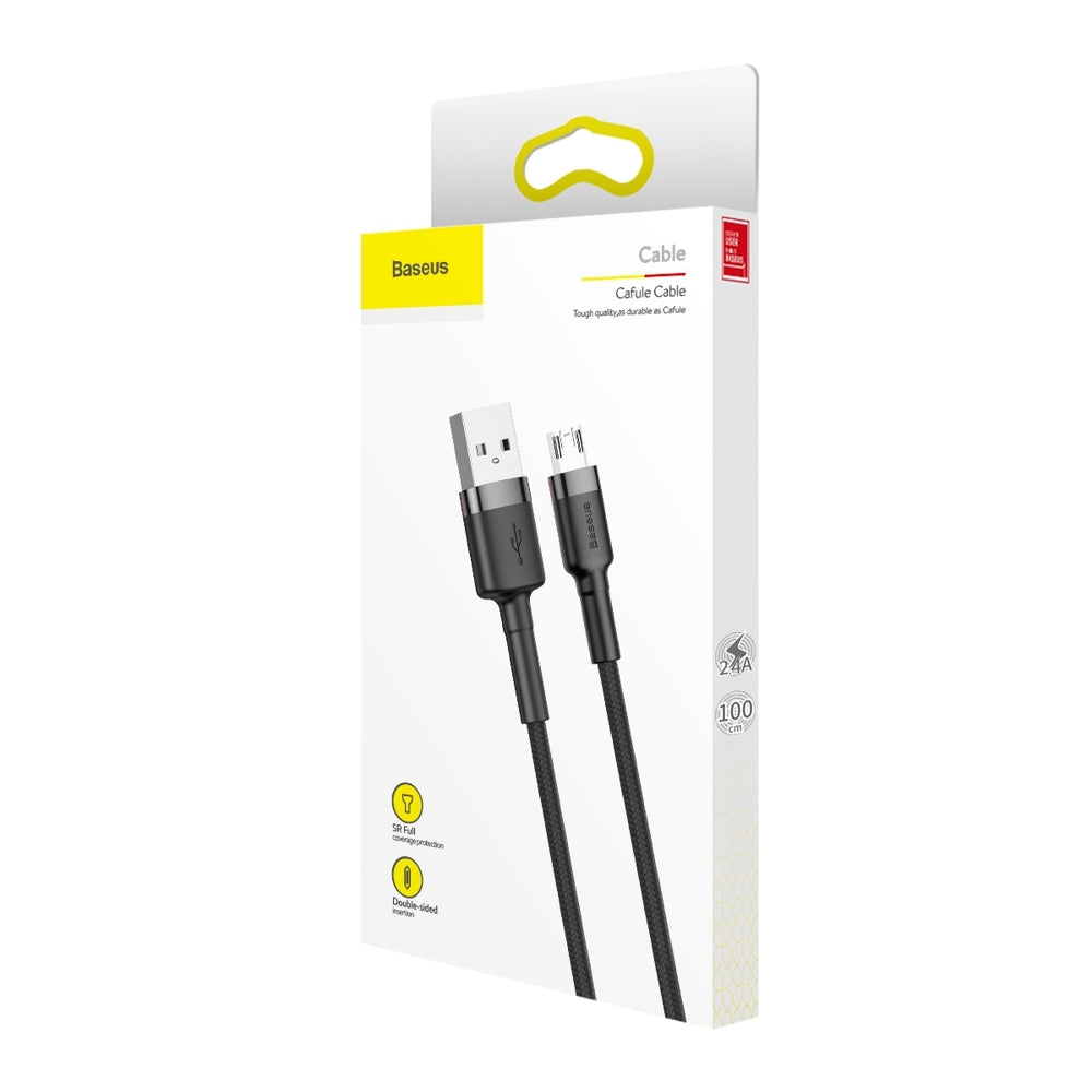 Kabel do transmisji danych i ładowania USB-A - microUSB Baseus Cafule, 18 W, 1 m, szary CAMKLF-BG1