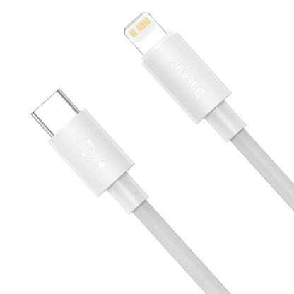 Baseus Simple Wisdom USB-C - Lightning Kabel do ładowania i transmisji danych Simple Wisdom, 20 W, 1,5 m, zestaw 2 sztuk, biały 