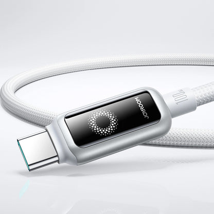 Kabel do danych i ładowania USB-C - USB-C Joyroom S-A55 StarFlight Display, 100W, 1.2m, Biały