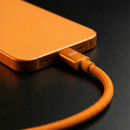 Kabel do przesyłu danych i ładowania USB-C - USB-C Forever Saffron, 60W, 1m, Pomarańczowy