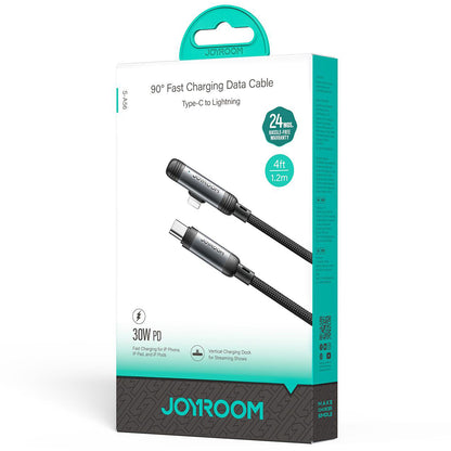 Kabel do danych i ładowania USB-C - Lightning Joyroom S-A56 EnjoyX Angled, 30W, 1.2m, Czarny