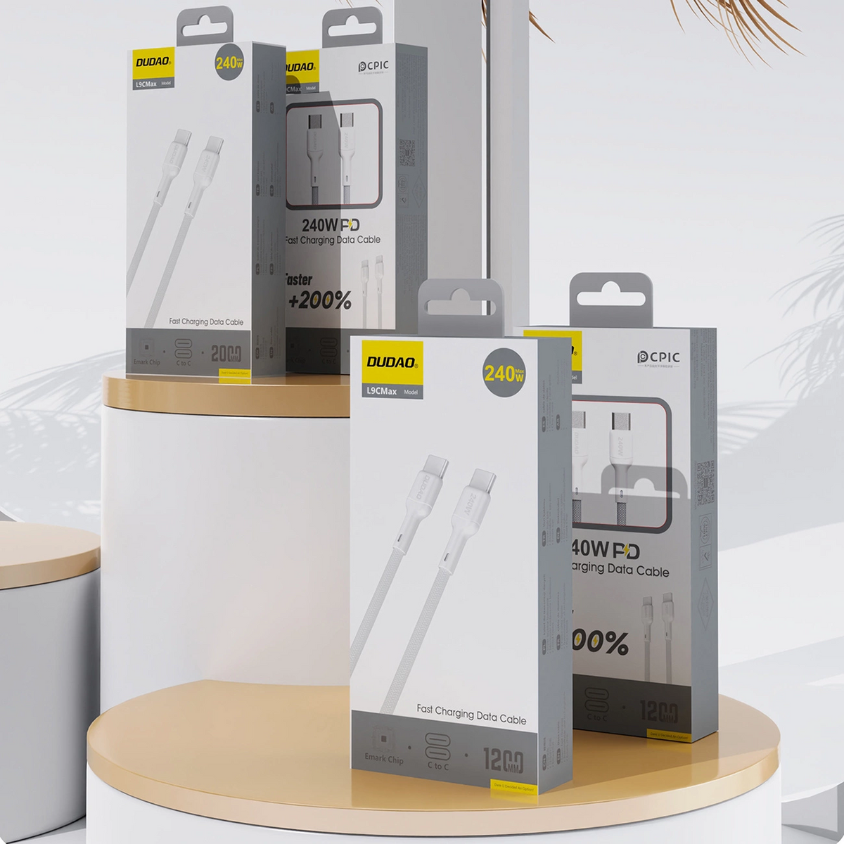 Kabel do przesyłu danych i ładowania USB-C - USB-C Dudao L9C Max, 240W, 1,2m, biały