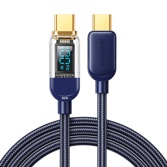 Kabel do danych i ładowania USB-C - USB-C Joyroom A4 Display, 100W, 1,2m, Niebieski