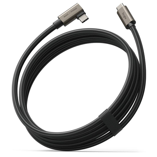 Kabel USB-C - USB-C Ringke 2X2 Angled do danych i ładowania, 240W, 2m, Czarny