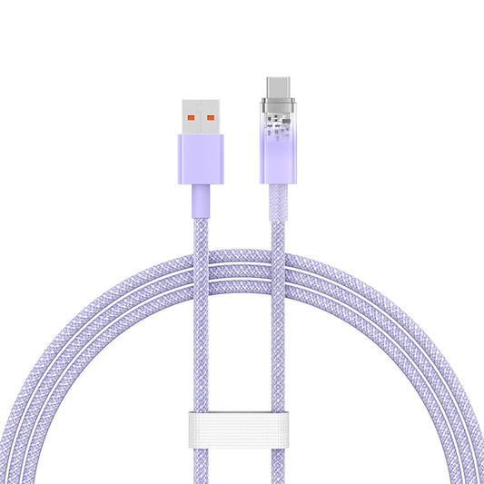 Kabel danych i ładowania USB-A - USB-C Baseus Explorer, 100W, 1m, Fioletowy CATS010405