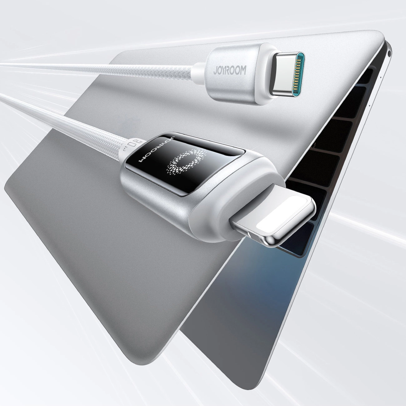 Kabel do danych i ładowania USB-C - Lightning Joyroom S-A55 StarFlight Display, 30W, 1.2m, Biały