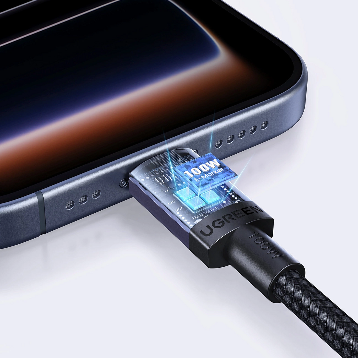 Kabel do przesyłu danych i ładowania USB-C - USB-C UGREEN, 100W, 1m, czarny