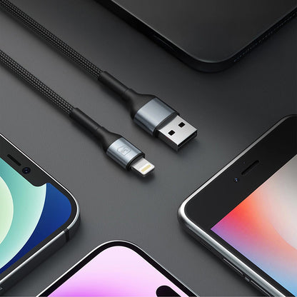 Kabel do danych i ładowania USB-A - Lightning 3MK Hyper N, 12W, 1m, Czarny