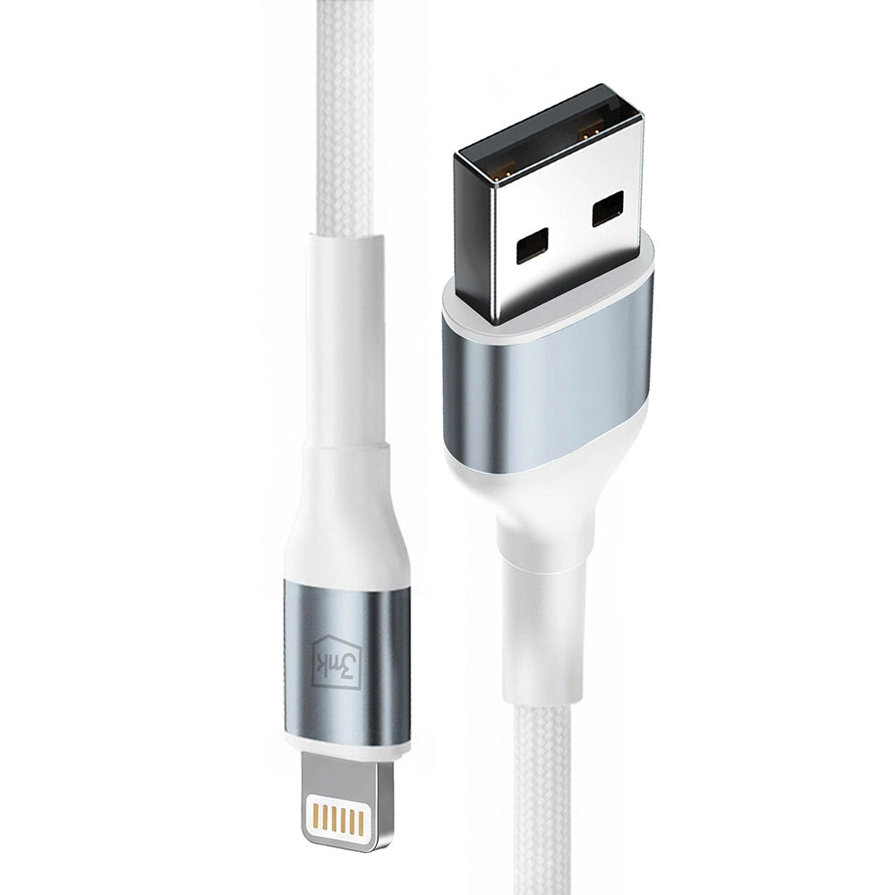 Kabel do danych i ładowania USB-A - Lightning 3MK Hyper N, 12W, 2m, Biały