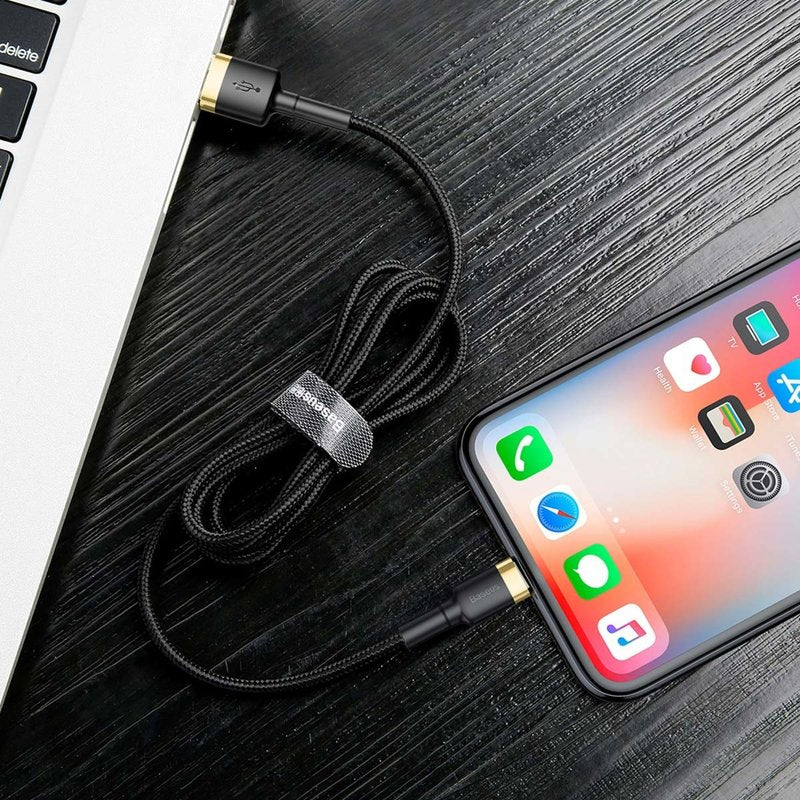 Kabel do danych i ładowania USB-A - Lightning Baseus Cafule, 18W, 2m, Złoty CALKLF-CV1