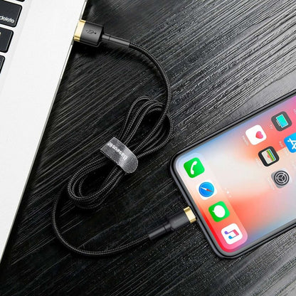 Kabel do danych i ładowania USB-A - Lightning Baseus Cafule, 18W, 2m, Złoty CALKLF-CV1