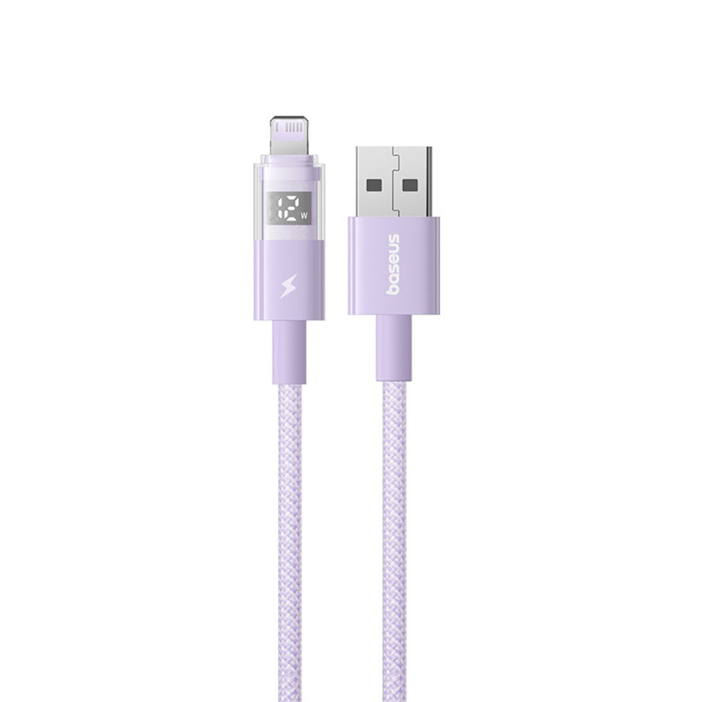 Kabel do danych i ładowania USB-A - Lightning Baseus Display 2, 12W, 1m, Fioletowy P10382700511-00