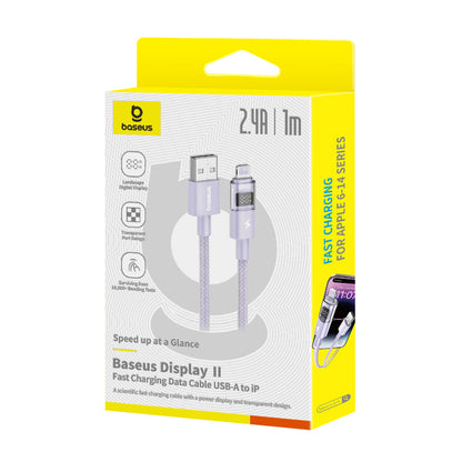 Kabel do danych i ładowania USB-A - Lightning Baseus Display 2, 12W, 1m, Fioletowy P10382700511-00