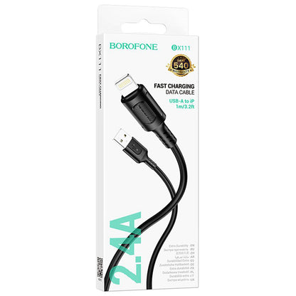 Kabel do danych i ładowania USB-A - Lightning Borofone BX111 Feliz, 18W, 1m, Czarny