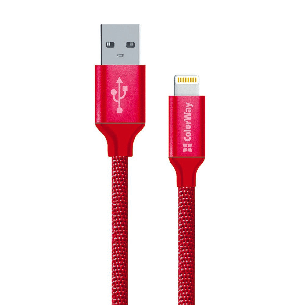 Kabel do danych i ładowania USB-A - Lightning ColorWay CW-CBUL004, 18W, 1m, Czerwony