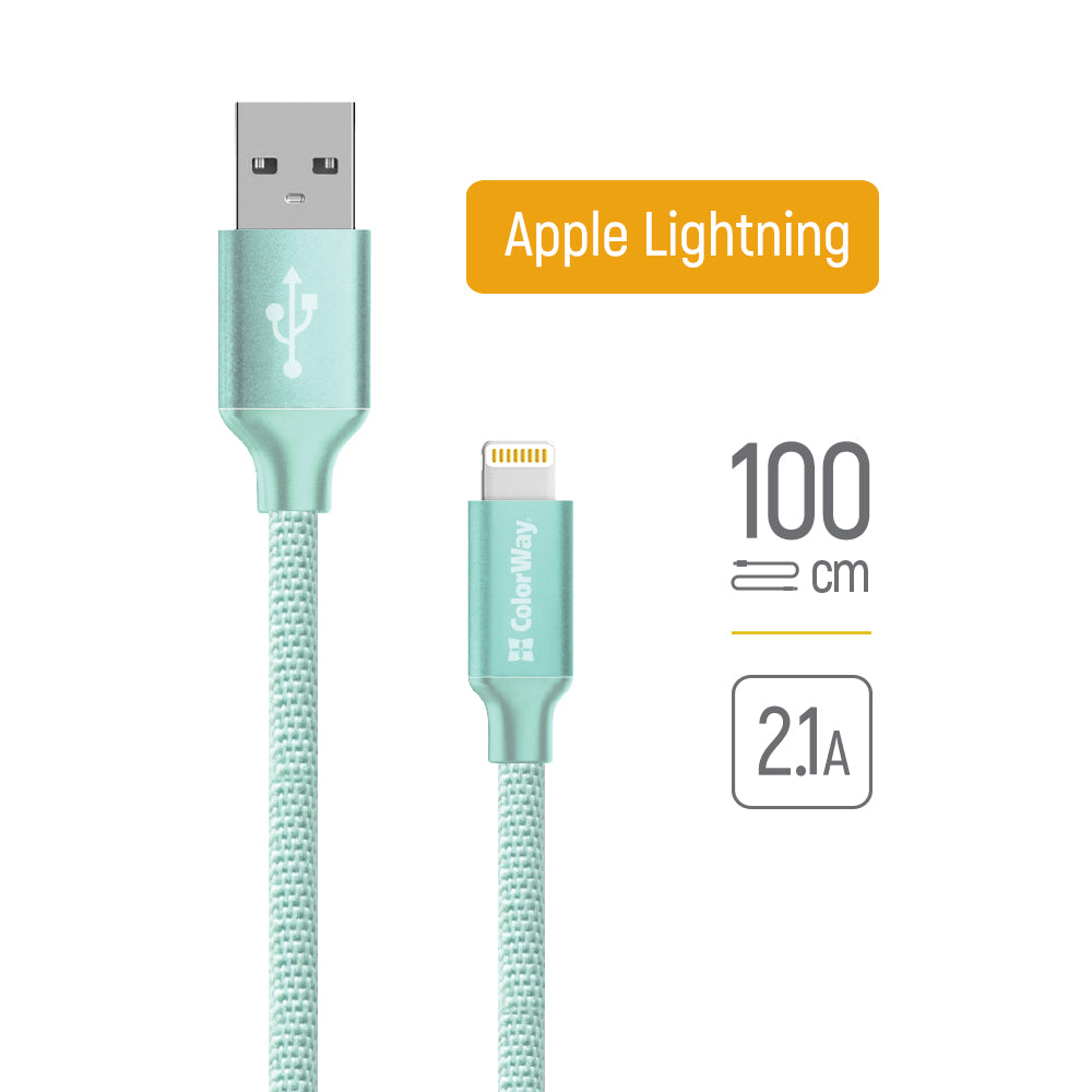 Kabel do danych i ładowania USB-A - Lightning ColorWay CW-CBUL004, 18W, 1m, Zielony