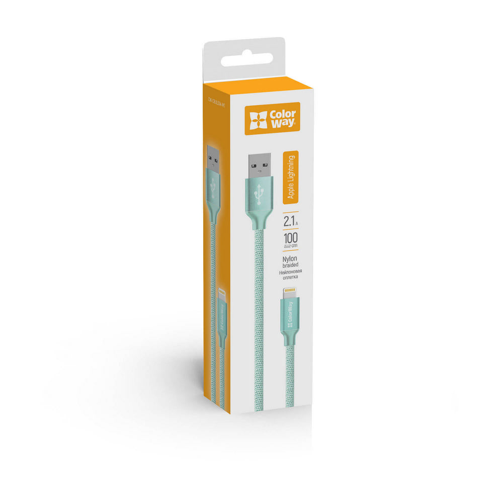 Kabel do danych i ładowania USB-A - Lightning ColorWay CW-CBUL004, 18W, 1m, Zielony